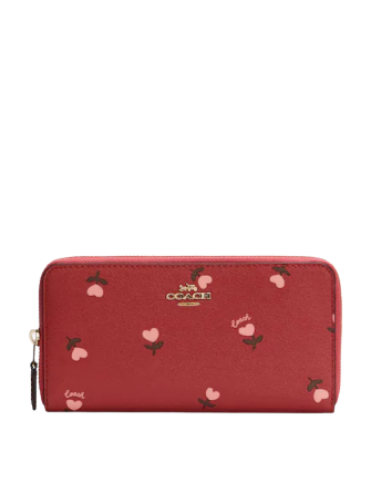 Coach Accordion Zip Wallet With Heart Floral Print