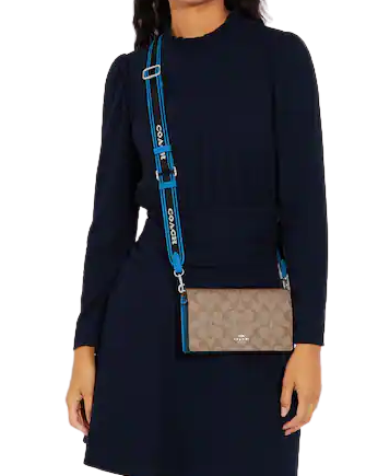 Coach Anna Foldover Clutch Crossbody In Signature Canvas Brixton Baker