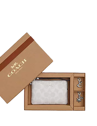 Coach Boxed Corner Zip Wristlet In Signature Canvas | Brixton Baker