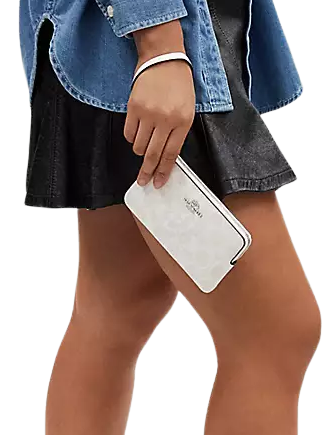 Coach Boxed Corner Zip Wristlet In Signature Canvas