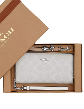 Coach Boxed Long Zip Around Wallet In Signature Canvas Coach Boxed Long Zip Around Wallet In Signature Canvas