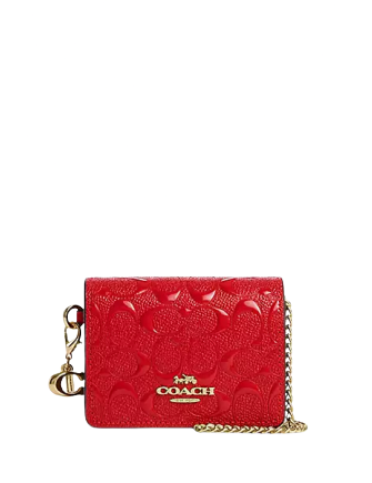 Coach Boxed Mini Wallet On A Chain In Signature Leather