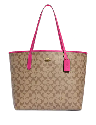City tote in signature canvas pink Clearance
