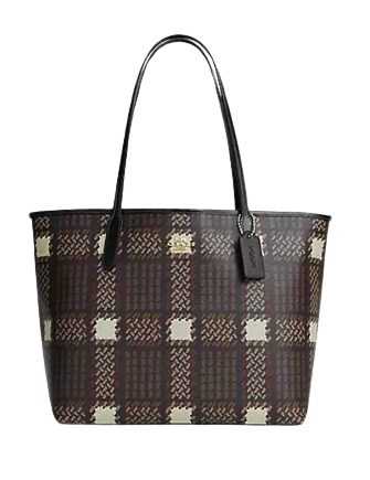 Coach buffalo plaid tote hotsell