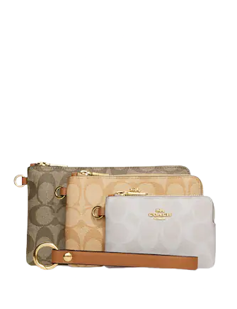 Coach Corner Zip Trio In Signature Canvas | Brixton Baker