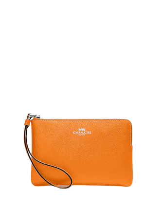 Coach crossgrain leather corner zip wristlet best sale
