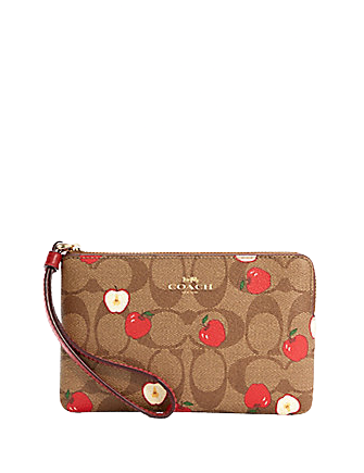Double zip wallet in signature discount canvas with butterfly print