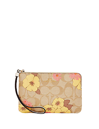 Coach corner zip wristlet floral Clearance