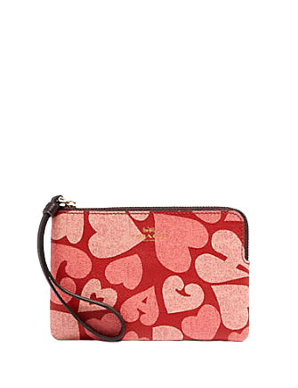 Restored Heart Wristlet In Signature Canvas With Heart Print