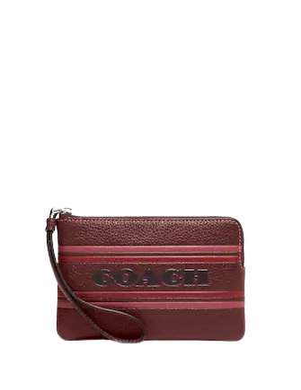 Coach Corner Zip Wristlet With Coach Stripe