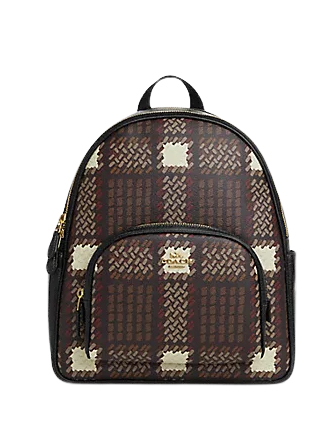 Coach Court Backpack With Brushed Plaid Print