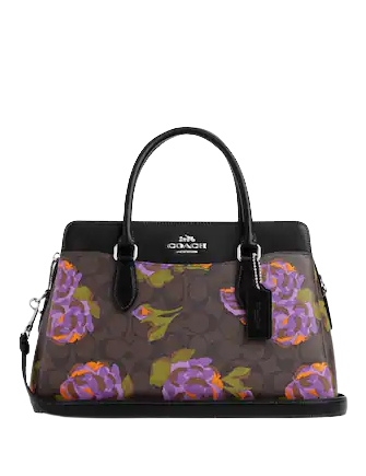 Coach rose hot sale print handbag