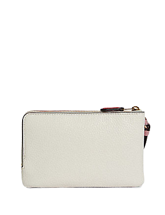 Coach double zip discount wallet in colorblock leather