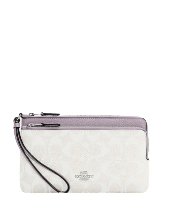 Coach Double Zip Wallet In Signature Canvas