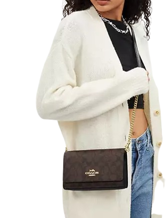 Coach Flap Clutch Crossbody In Signature Canvas Brixton Baker