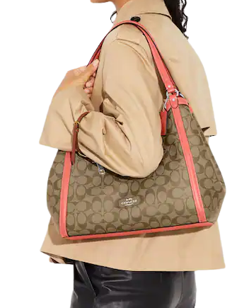 Coach Red/Brown Signature Canvas Kristy Shoulder Bag