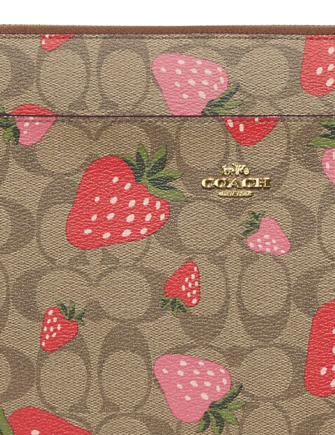 Coach Laptop Sleeve in Signature Canvas with Wild Strawberry Print