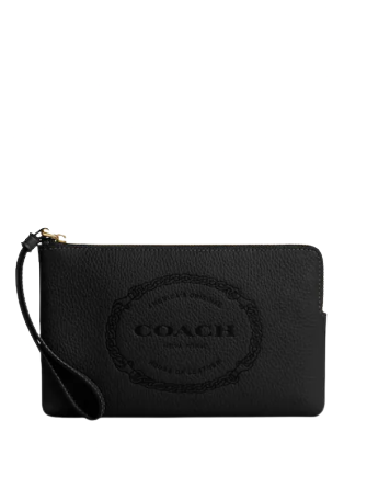 Coach black hotsell double zip wristlet