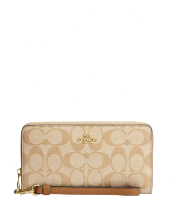 Coach Long Zip Around Wallet In Signature Canvas