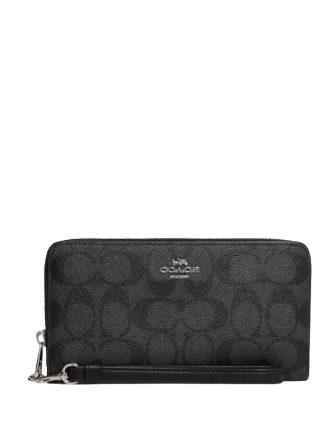 Coach Long Zip Around Wallet In Signature Canvas