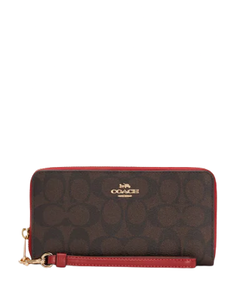 Coach Long Zip Around Wallet In Signature Canvas
