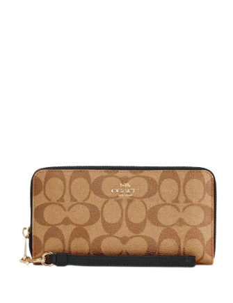 Coach Long Zip Around Wallet In Signature Canvas