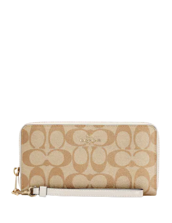 Coach Long Zip Around Wallet In Signature Canvas