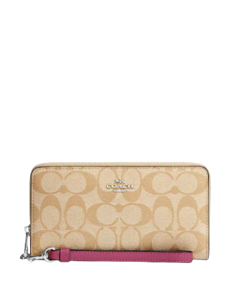 Coach Long Zip Around Wallet In Signature Canvas