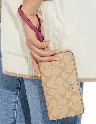 Coach Long Zip Around Wallet In Signature Canvas