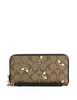 Coach Long Zip Around Wallet In Signature Canvas With Bee Print