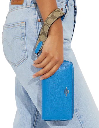 Coach Long Zip Around Wallet With Signature Canvas