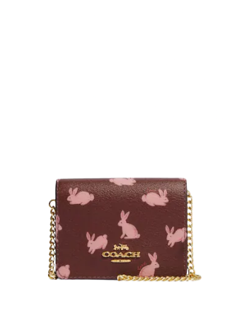 Coach Mini Wallet on A Chain with Rabbit Print