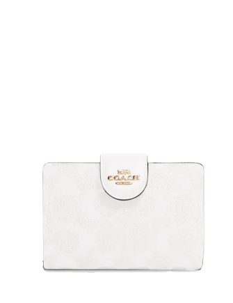 Coach Bags | Coach Medium Corner Zip Wallet in Signature Canvas | Color: White | Size: Os | Shoeworlddd's Closet