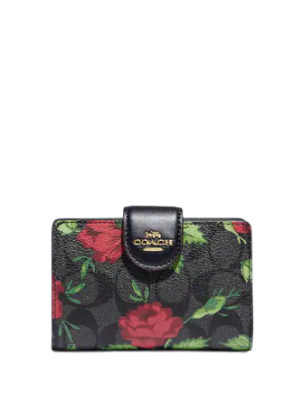 Coach Medium Corner Zip Wallet with Multi Floral Print