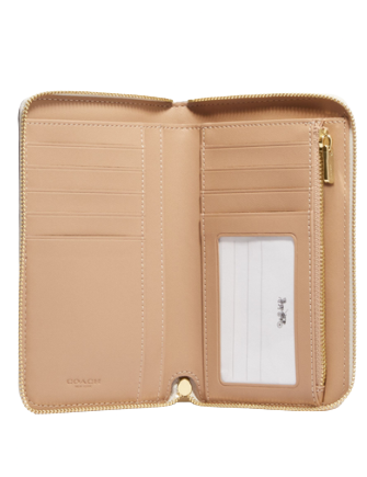 Coach Medium Corner Zip Wallet With Bear Snowflake Print