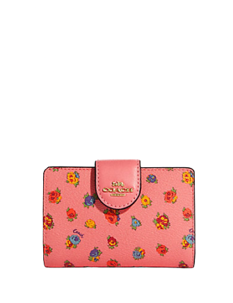 Medium corner zip wallet with dandelion floral print best sale