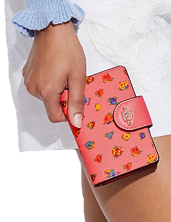 Coach Medium Corner Zip Wallet With Mini Vintage Rose Print