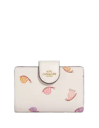 Coach Outlet L Zip Card Case With Snail Print in White