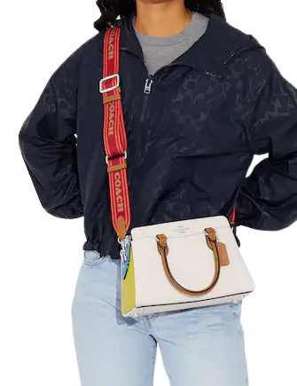 Coach (CH173) Darcie Mini Colorblock Chalk Leather Carryall Satchel Bag  Purse 