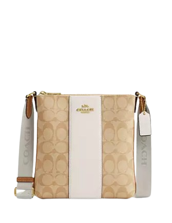 Coach Mini Rowan File Bag In Signature Canvas With Stripe Coach Mini Rowan File Bag In Signature Canvas With Stripe