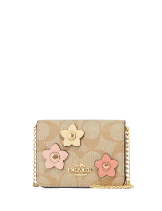 Coach Mini Wallet On A Chain In Signature Canvas With Floral