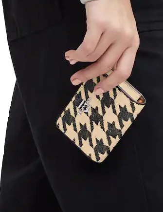Coach Mini Wallet On A Chain With Houndstooth Print