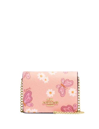 Coach Mini Wallet on a Chain with Lovely Butterfly Print