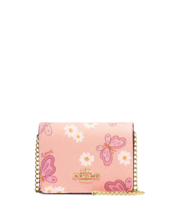 Coach Mini Wallet On A Chain With Lovely Butterfly Print Brixton