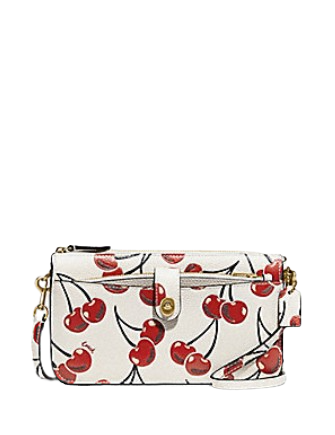 COACH Cherry-print Leather Crossbody Bag in White