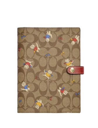 Coach Notebook In Signature Canvas With Cat Mittens Print
