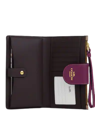 Accordion zip wallet discount in colorblock signature canvas