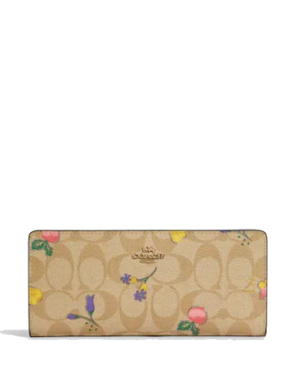 Coach Slim Wallet in Signature Canvas with Happy Dog Print