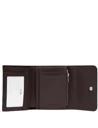 Coach Small Trifold Wallet In Blocked Signature Canvas