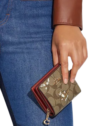 Coach Snap Wallet In Signature Canvas With Dancing Kitten Print